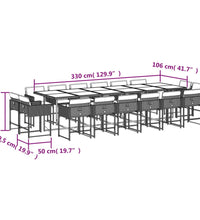 17-tlg. Garten-Essgruppe mit Kissen Braun Poly Rattan
