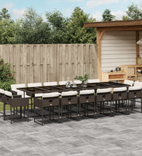 17-tlg. Garten-Essgruppe mit Kissen Braun Poly Rattan