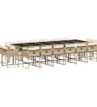 17-tlg. Garten-Essgruppe mit Kissen Beige Poly Rattan