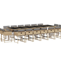 17-tlg. Garten-Essgruppe mit Kissen Beigemischung Poly Rattan