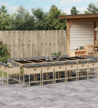 17-tlg. Garten-Essgruppe mit Kissen Beigemischung Poly Rattan