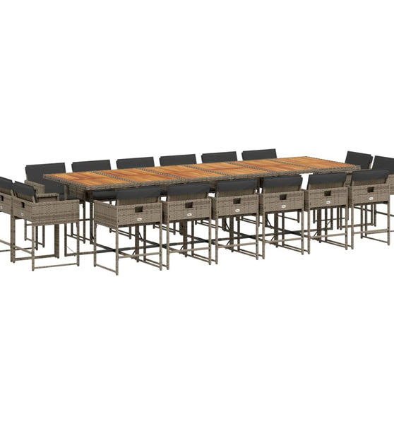 17-tlg. Garten-Essgruppe mit Kissen Grau Poly Rattan