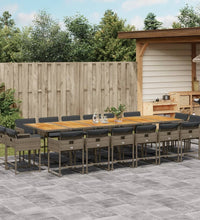 17-tlg. Garten-Essgruppe mit Kissen Grau Poly Rattan