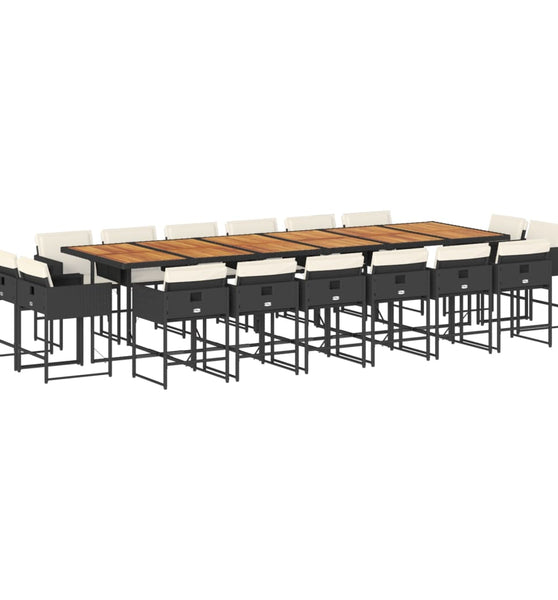 17-tlg. Garten-Essgruppe mit Kissen Schwarz Poly Rattan