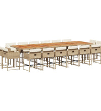 17-tlg. Garten-Essgruppe mit Kissen Beige Poly Rattan