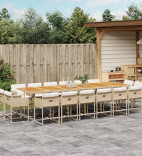 17-tlg. Garten-Essgruppe mit Kissen Beige Poly Rattan