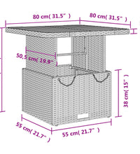 3-tlg. Garten-Essgruppe mit Kissen Schwarz Poly Rattan