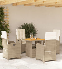 5-tlg. Garten-Essgruppe mit Kissen Beige Poly Rattan