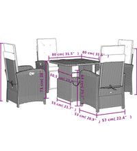 5-tlg. Garten-Essgruppe mit Kissen Beige Poly Rattan