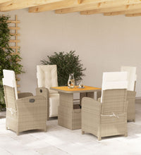 5-tlg. Garten-Essgruppe mit Kissen Beige Poly Rattan