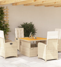 5-tlg. Garten-Essgruppe mit Kissen Beige Poly Rattan