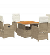 5-tlg. Garten-Essgruppe mit Kissen Beige Poly Rattan