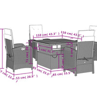 5-tlg. Garten-Essgruppe mit Kissen Beige Poly Rattan