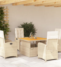 5-tlg. Garten-Essgruppe mit Kissen Beige Poly Rattan