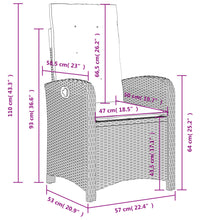 3-tlg. Garten-Essgruppe mit Kissen Beige Poly Rattan