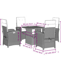 5-tlg. Garten-Essgruppe mit Kissen Beige Poly Rattan