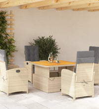 5-tlg. Garten-Essgruppe mit Kissen Beige Poly Rattan