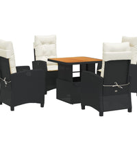 5-tlg. Garten-Essgruppe mit Kissen Schwarz Poly Rattan