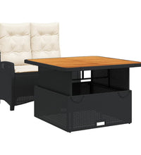 2-tlg. Garten-Essgruppe mit Kissen Schwarz Poly Rattan