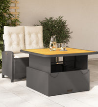 2-tlg. Garten-Essgruppe mit Kissen Schwarz Poly Rattan