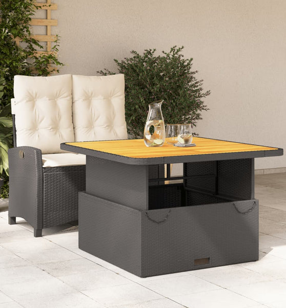 2-tlg. Garten-Essgruppe mit Kissen Schwarz Poly Rattan