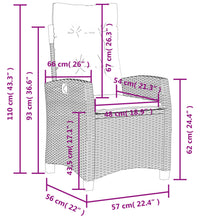 4-tlg. Garten-Essgruppe mit Kissen Schwarz Poly Rattan