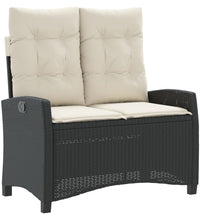 4-tlg. Garten-Essgruppe mit Kissen Schwarz Poly Rattan