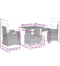 3-tlg. Garten-Essgruppe mit Kissen Schwarz Poly Rattan