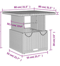 3-tlg. Garten-Essgruppe mit Kissen Schwarz Poly Rattan
