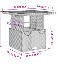 5-tlg. Garten-Essgruppe mit Kissen Schwarz Poly Rattan