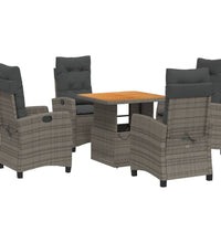 5-tlg. Garten-Essgruppe mit Kissen Grau Poly Rattan