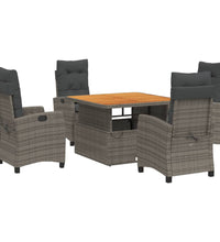 5-tlg. Garten-Essgruppe mit Kissen Grau Poly Rattan