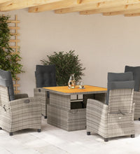 5-tlg. Garten-Essgruppe mit Kissen Grau Poly Rattan