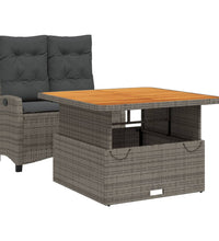 2-tlg. Garten-Essgruppe mit Kissen Grau Poly Rattan