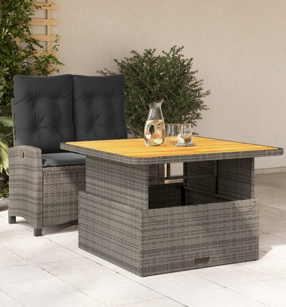 2-tlg. Garten-Essgruppe mit Kissen Grau Poly Rattan