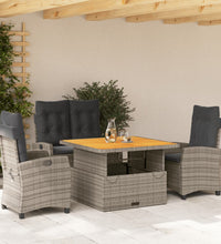 4-tlg. Garten-Essgruppe mit Kissen Grau Poly Rattan