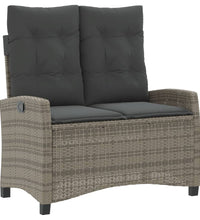 2-tlg. Garten-Essgruppe mit Kissen Grau Poly Rattan