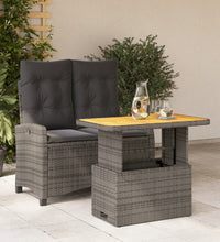 2-tlg. Garten-Essgruppe mit Kissen Grau Poly Rattan