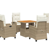 5-tlg. Garten-Essgruppe mit Kissen Beige Poly Rattan