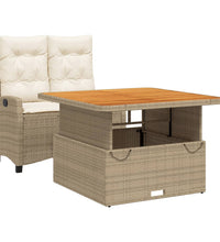 2-tlg. Garten-Essgruppe mit Kissen Beige Poly Rattan