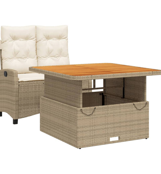 2-tlg. Garten-Essgruppe mit Kissen Beige Poly Rattan