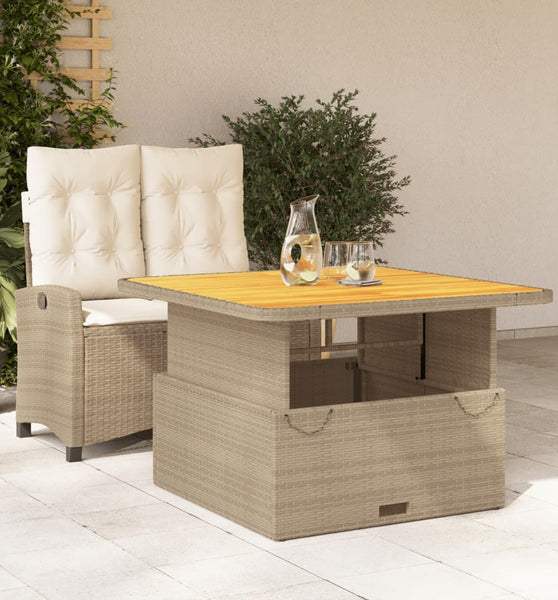 2-tlg. Garten-Essgruppe mit Kissen Beige Poly Rattan