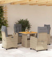 5-tlg. Garten-Essgruppe mit Kissen Beige Poly Rattan