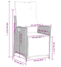 3-tlg. Garten-Essgruppe mit Kissen Schwarz Poly Rattan
