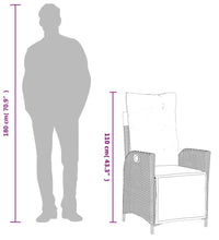 3-tlg. Garten-Essgruppe mit Kissen Schwarz Poly Rattan