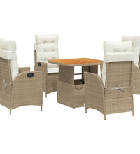 5-tlg. Garten-Essgruppe mit Kissen Beige Poly Rattan