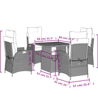 5-tlg. Garten-Essgruppe mit Kissen Beige Poly Rattan