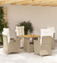 5-tlg. Garten-Essgruppe mit Kissen Beige Poly Rattan