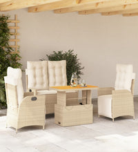 4-tlg. Garten-Essgruppe mit Kissen Beige Poly Rattan