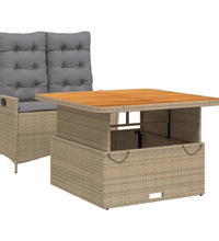 2-tlg. Garten-Essgruppe mit Kissen Beige Poly Rattan